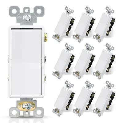 4 Way Decorative Light Switch 15Amp 120/277 Volt Ac Decora 10 Pack Glossy White • $42.59