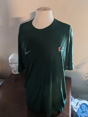 University Of Miami Hurricanes Green Nike Short Sleeve Shirt Dri-Fit Size 2XL • $30