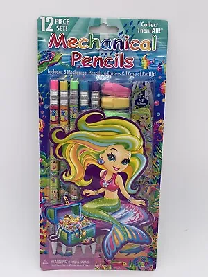 NEW Lisa Frank 12 Pc Mechanical Pencil Set Shelle Mermaid 2008 Erasers Refill • $34.95