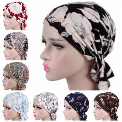 Womens Cancer Hat Chemo Cap Muslim Hair Loss Head Scarf Turban Head Wrap Covers • £4.03