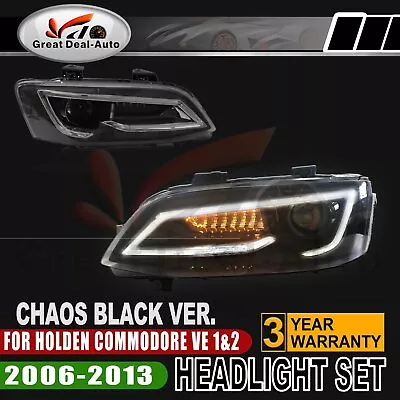 Chaos Black For Holden Commodore VE 1&2 Sedan 2006-2013 LED DRL Head Light • $586.25