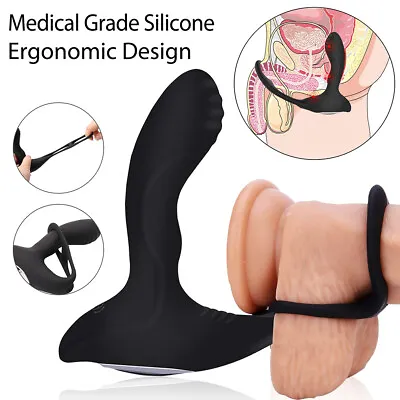 Anal Vibrator Prostate Massager Dual Cock Ring Sex Toy For Men Male Anal Plug • $12.90