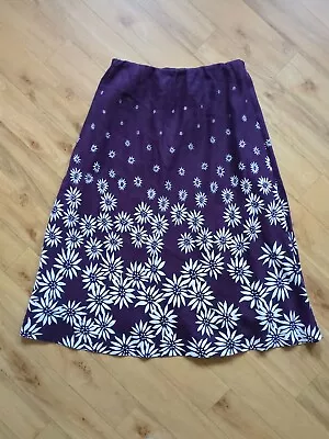 LAURA ASHLEY Purple Floral Midi Skirt Size 14 • £4.99