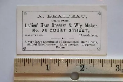 Rare Ca.1865? Civil War Era Brooklyn NYC Business Card Braiteau WIG MAKER • $49.99