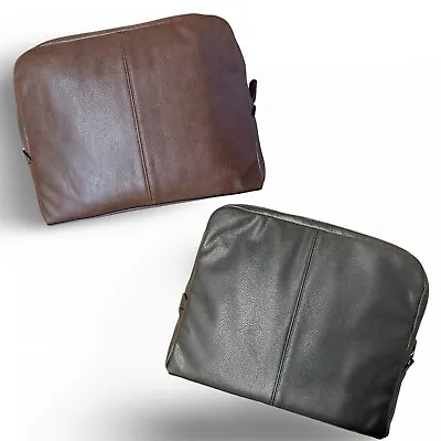 Leather Portfolio  A4 Zipped Documents Holder Under Arm Conference Folio Bag • £15