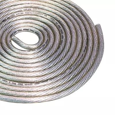 10 FT 2 AWG GA Full Gauge Battery Power Cable Ground Wire Clear Silver OFC Coppe • $50.76