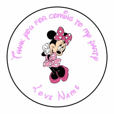Minnie Mouse Personalised Stickers Sweet Cones Birthday Thank You Party Cake Box • £1.99