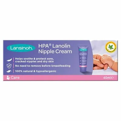  Lansinoh HPA Lanolin Nipple Cream  -  Sore Nipples & Cracked Skin 2X40ml • £27.99