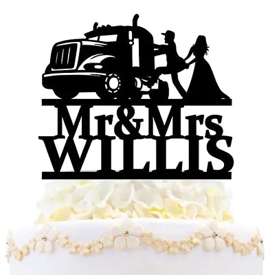 Personalized Funny Truck Military Wedding Cake Topper Mr And Mrs Bride Groom   • $14.77