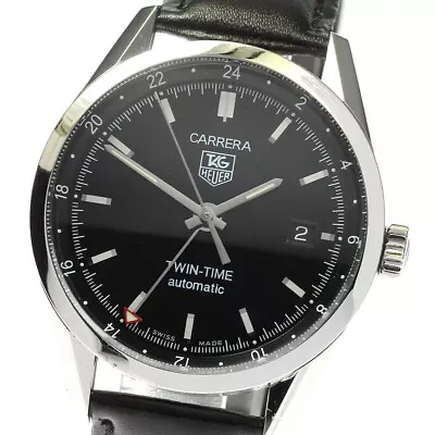 TAG HEUER Carrera Twin Time WV2115-0 Black Dial Automatic Men's Watch_808578 • $1060.80