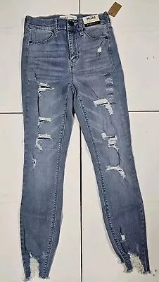 Mudd FLX Stretch Jegging Jeans Juniors 1 Light Wash High-Rise Distressed • $6.99