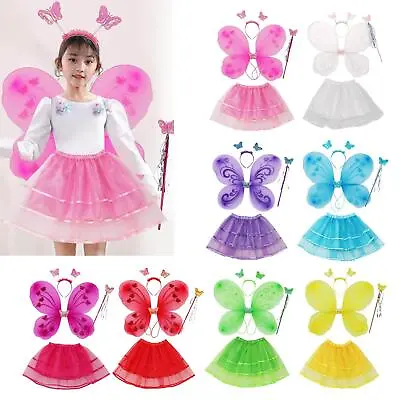 Fairy Costume For Girls Kids Fancy Dress Up Lovely Outfit Fairy Wing For Cosplay • £6.97