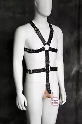 Men'S PU Leather Chest Harness Body Clubwear Party Wear Male Costume Clubwear • £23.99