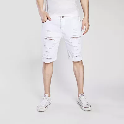 Summer Casual Men Short Jeans Ripped Straight Shorts Half Jeans Denim Shorts • $19.74