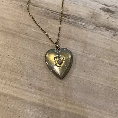 Marine Corps Inscribed Heart Shaped Locket Necklace To Lucy Love Stas’ • $35
