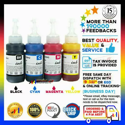 NON-OEM T664 Ink Bottles For Epson ET-2500 ET-2650 ET-3600 ET-4500 ET-4550 • $32.20