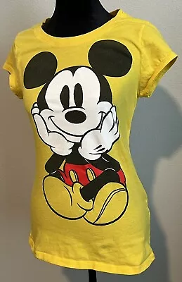 Disney Mickey Mouse Double Sided Tshirt Yellow Womens Size Medium EUC • $8