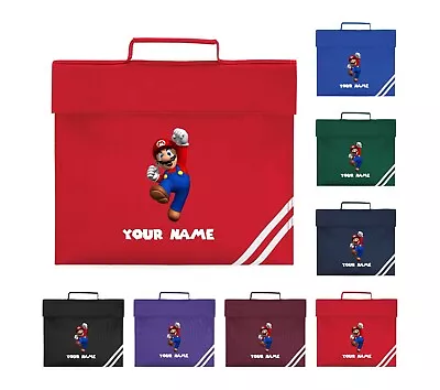 £11.99 • Buy Personalised Name Super Mario Classic Book Bag, Kids School Paddle Handle PE Kit