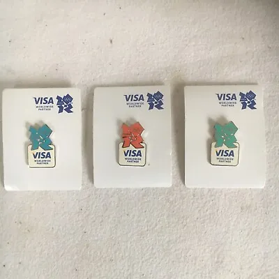 London 2012 Olympics Visa Pin Badges 3x Different Colours • £3
