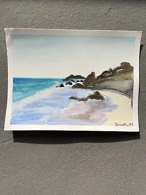 El Matador State Beach Malibu Ca En Plein Air Watercolor Brand New 9 X 12 Signed • $75