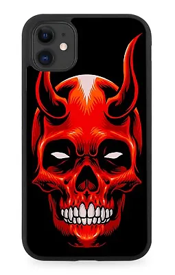 Red Devil Face Rubber Phone Case Devils Horns Halloween Mask Head Accessory DA62 • £15.90