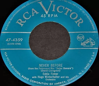 Vintage Record EDDIE FISHER: ANY TIME & NEVER BEFORE45 Rpm1951Pop Soundtrack • $4