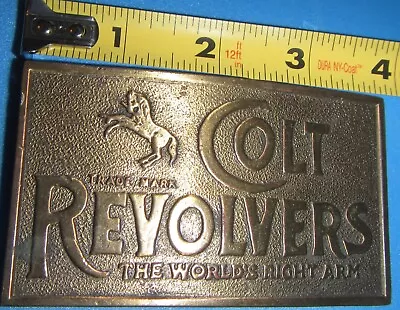 Vintage Colt Revolvers The Worlds Right Arm Belt Buckle Excellent Heavy Bronze  • $10