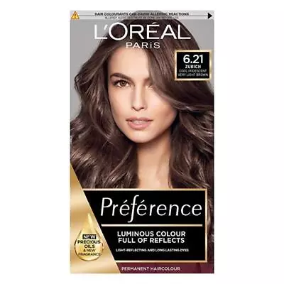 L'Oreal Preference Permanent Colour 6.21 Zurich Cool Iridescent Very Light Brown • £12.97