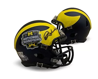 Jim Harbaugh Autographed Michigan 2023 National Champions Mini Helmet Fanatics • $299