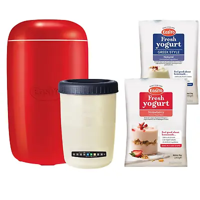 Easiyo Yoghurt Maker Red 1kg Yogurt Maker And 2 Sachets Starter Pack • £18.39