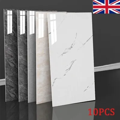 10X PVC Marble Tiles Wall Sticker Self-Adhesive Stick On Kitchen Bathroom Decor • £12.85