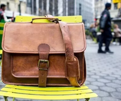 Men's Genuine Laptop Satchel Vintage Leather Messenger Briefcase Bag • $76.08