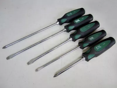 Vintage S-K Tools 5pc Phillips & Slotted Screwdrivers Comfort Handle Made In USA • $79.95