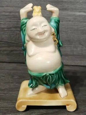 Vintage Chinese Standing Buddha With Hand Raised Up Porcelain Figurine Statue • £28.99