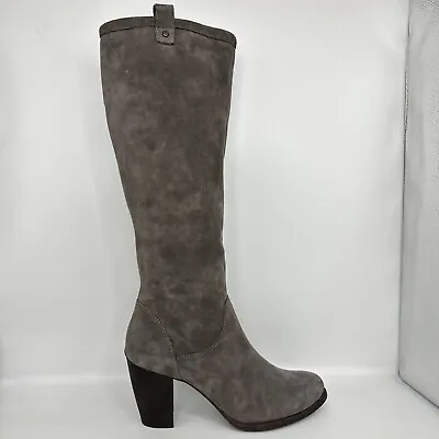 Ugg Ava Gray Suede Tall Boots Side Zip Half Shearling Lined Insoles Women 10 US • $48.05