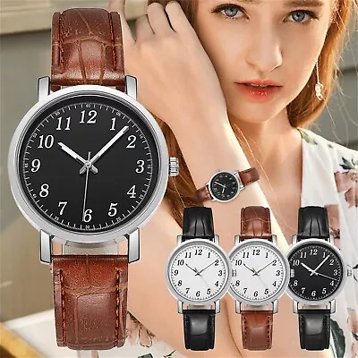 Men's Ladies Quartz Digital Watch Luxury Chronograph Leather Men's Gift • $1.59