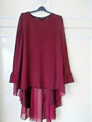 Ladies Designer Tunic Top By QED London (size M) Wine Colour (Full Details Below • £3.99