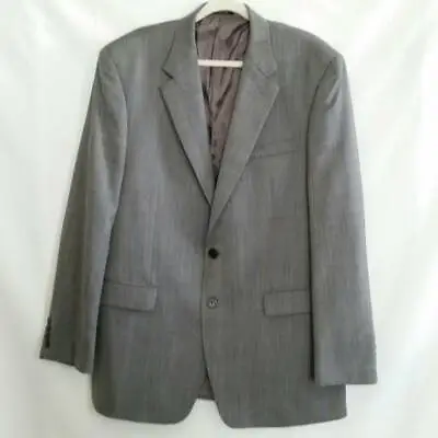 LRL Ralph Lauren Mens Suit Jacket Gray Herringbone 100% Wool Big & Tall 44L • $26