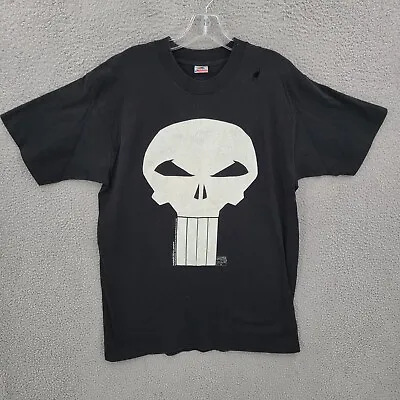 Vintage Marvel Punisher Shirt Mens Large Black Skull Fruit Of The Loom 90s 1992 • $59.88