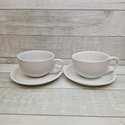 Set Of 2 Olympia Whiteware Cappuccino Coffee 8oz Cups & Saucers • £12.99