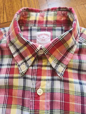 BROOKS BROTHERS MADRAS SHIRT Men Medium (15.5 X 34) Red Yellow Green Blue Plaid • $23.50