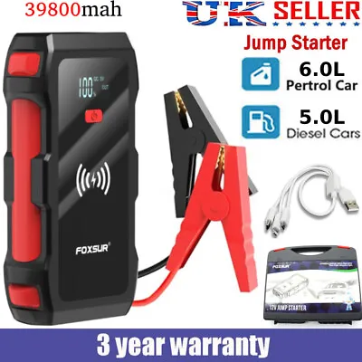 39800mah Car Jump Starter Pack 1200A 12V Booster Power Bank Battery Charger • £39.99