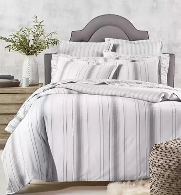 Martha Stewart Collection Scandi Stripe Flannel Cotton Duvet Cover • $49.99