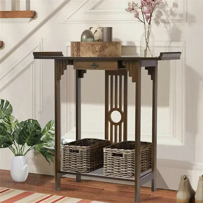 Console Table With Drawer Hall Desk Shelf Hallway Storage Living Room Furniture • £59.96