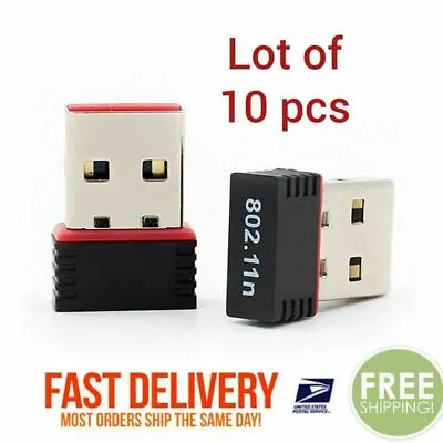 Lot Of 10 Mini USB WiFi WLAN Wireless Network Adapter 802.11 Dongle RTL8188 WIN • $19.88