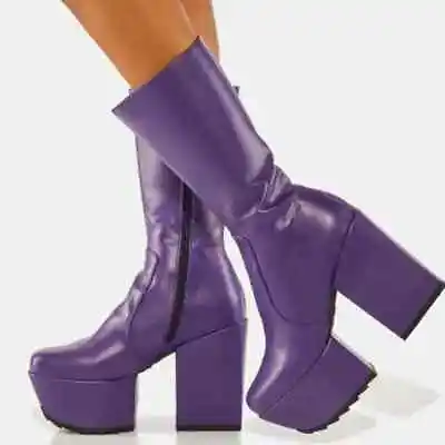 LAMODE Purple The Magnolia Mega Platform Boots (Fast Shipping) (Brand New) • $110