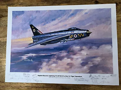 EE Lightning 74 Sqn RAF By Ross Wardle Approx A3 Full Colour Multi Signed Print • £18