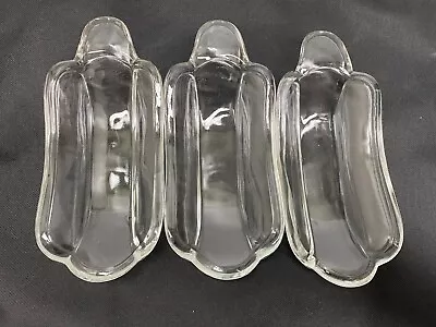 3 Vintage Indiana Clear Heavy Glass Banana Split Boats/Hot Dog Dishes LOT • $9.99