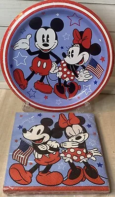 Disney Mickey Mouse Patriotic July 4th Party Plates & Napkins FOR 10 GUESTS • $9.95