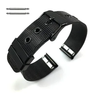 Thin Black Stainless Steel Metal Mesh Replacement Watch Band Strap #5107 • $14.95